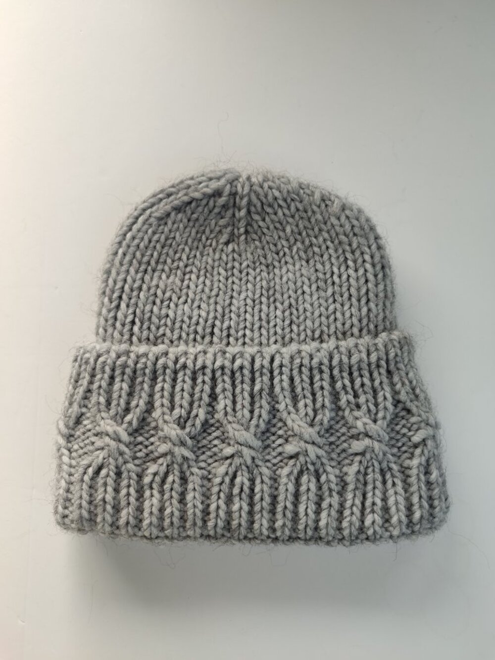 Gelso Bianco Italy Gray Cuffed Cable Knit Beanie Hat Wool Alpaca Blend